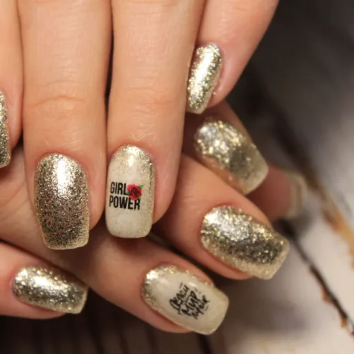 A fashionable female manicure for woman's month.